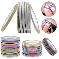 14 colors 1mm 2mm 3mm gold silver frosted texture nail art striping line adhesive sticky tape metallic yarn decoration sticker