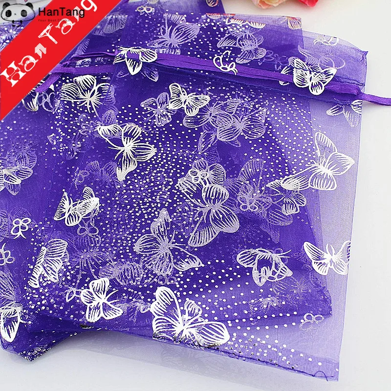 100 шт. бронзовые сумки из органзы с бабочками 7x9 9x12 11x16 см|Подарочные и упаковка| |