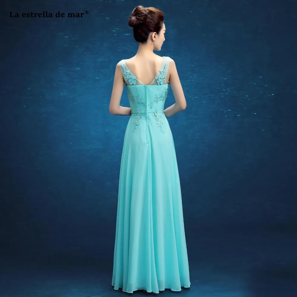 Robe demoiseur d'honneur pour femme2019 Черпак шеи Кружева шифон линия бирюзовое платье для подружки неветы длинное свадебное платье для гостей