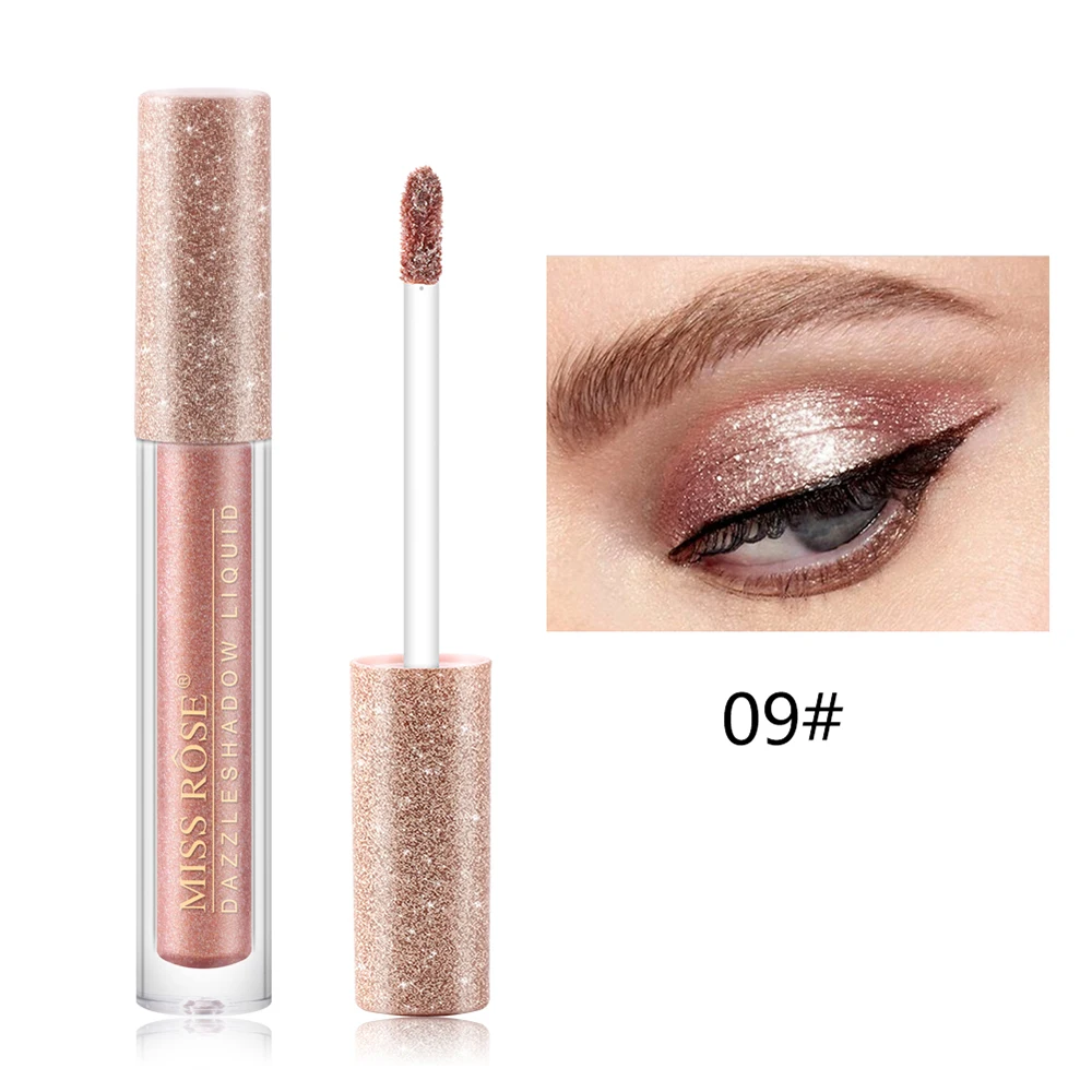 09 Блестящие тени для век, жидкие тени для век, водостойкие, длительное мерцание, блестящий металлик, подводка, вечерние, для макияжа, TSLM1 - Цвет: 09