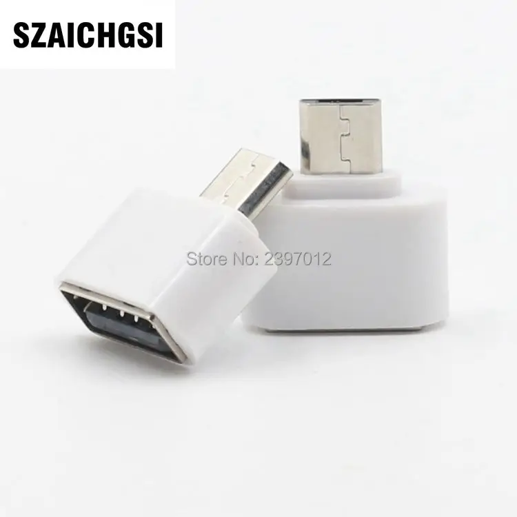 Адаптер SZAICHGSI Mini Micro USB OTG для Samsung Android картридер черный белый цвет оптовая продажа