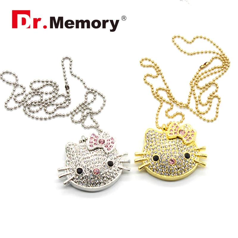 Hello Kitty Ювелирные Изделия Кристалл 64 ГБ Флешки Мультфильм USB Flash Drive 4 8 16 32 stick молния