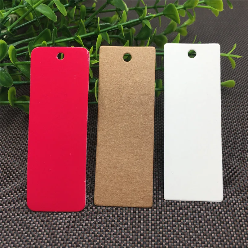 

100Pcs/Lot Paper Rectangle Simple Hang Tags Blank Price Tag Head Cards For Backing Cookies Dessert Bags Cardboard Paper Tags