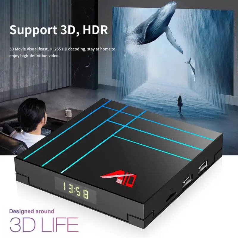 A10 Android 9,0 Smart tv Box RK3318 Четырехъядерный 4G+ 32G 4G+ 64G 4 K 2,4G WiFi телеприставка 1080 P Видео HDR 10 Поддержка Netflix Youtube