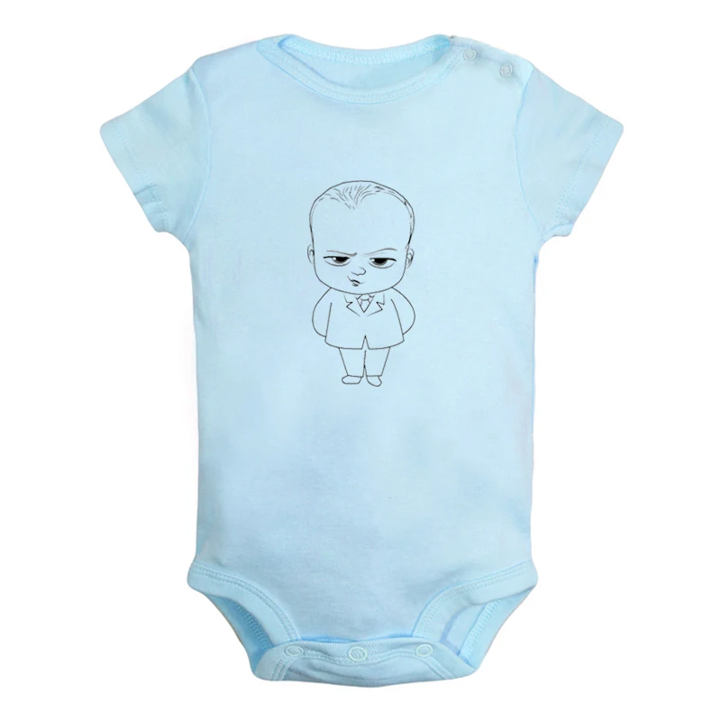 ieBodysuits2222BL Одежда для новорожденных мальчиков и девочек с надписью «Born Leader The Boss»; комбинезон с короткими рукавами; хлопковый комбинезон - Цвет: ieBodysuits2222BL