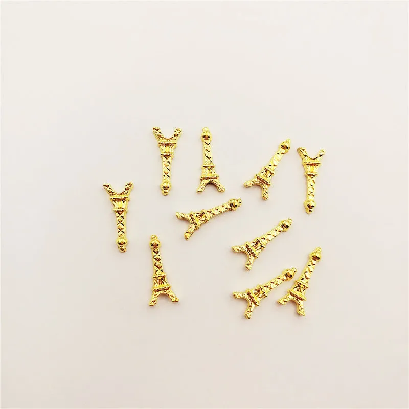 

50 PCS/bag 3D Nail Art Decoration Eiffel Tower Shape Alloy Nail Stickers Manicure Nail Beautiful Girl Adornment Glamour