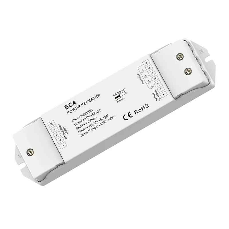 Led RGB/RGBW лампы Мощность рептеатер DC 12V 48V 4 канала 350mA 700mA Выход постоянный ток полосы