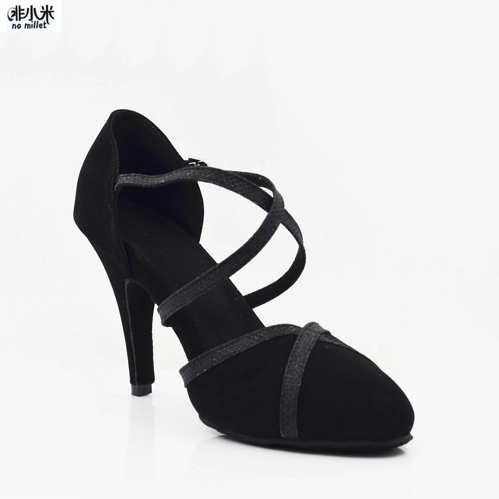 Zapatos de mujer; современные танцевальные туфли; блестящие свадебные туфли из нубука; обувь для Вальс Танго; туфли с закрытым носком для латинских танцев и сальсы; Обувь для бальных танцев