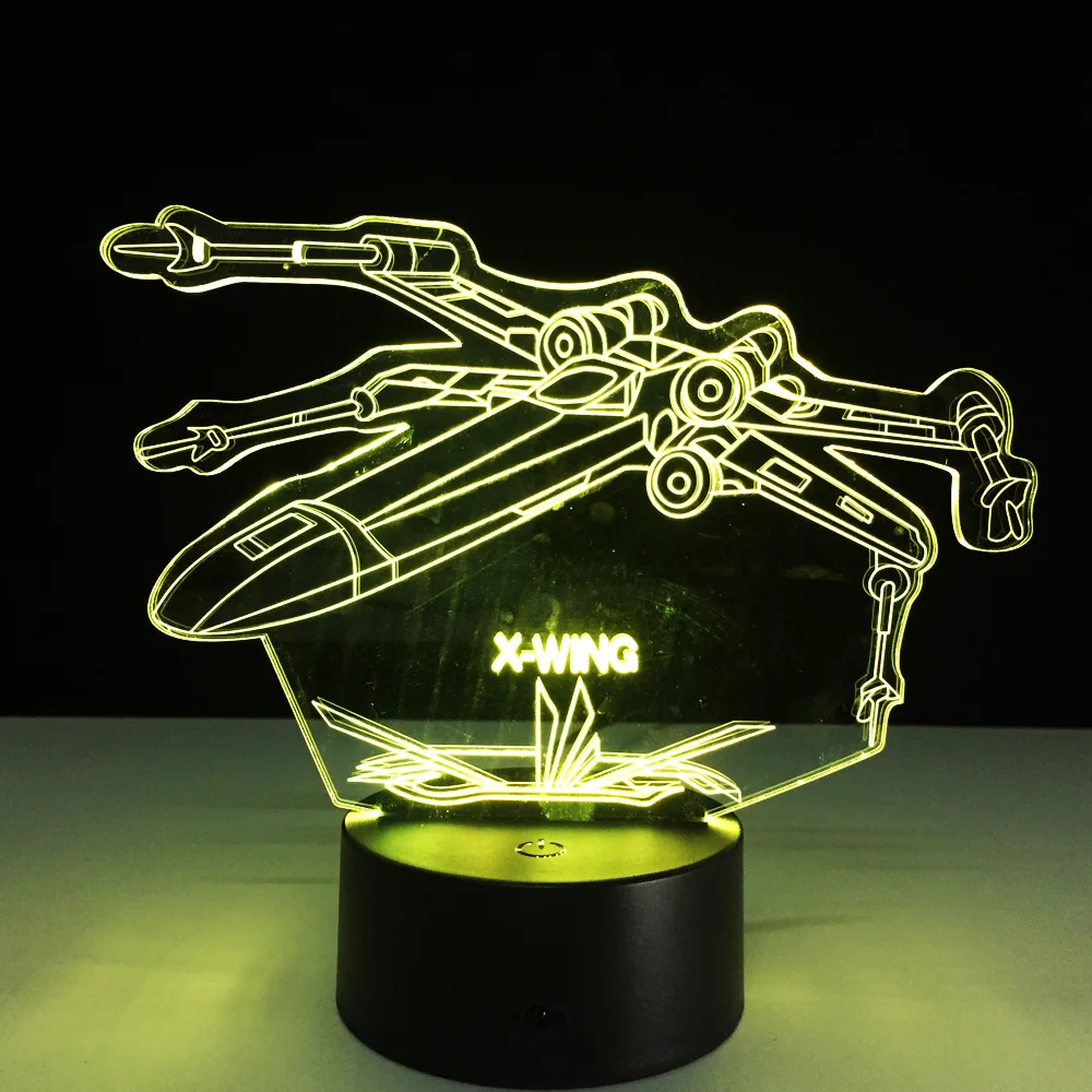Звездные войны 3D X-Wing Fighter Настольная лампа Ночной светильник s ночник USB сенсорный 7 цветов градиентный ночной Светильник вечерние лампы Прямая поставка