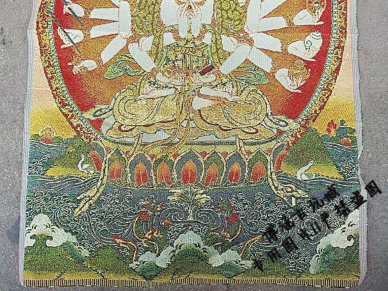 Tibetan Buddhism Thangka Image Brocade Silk Embroidered Avalokitesvara Embroidery | Дом и сад