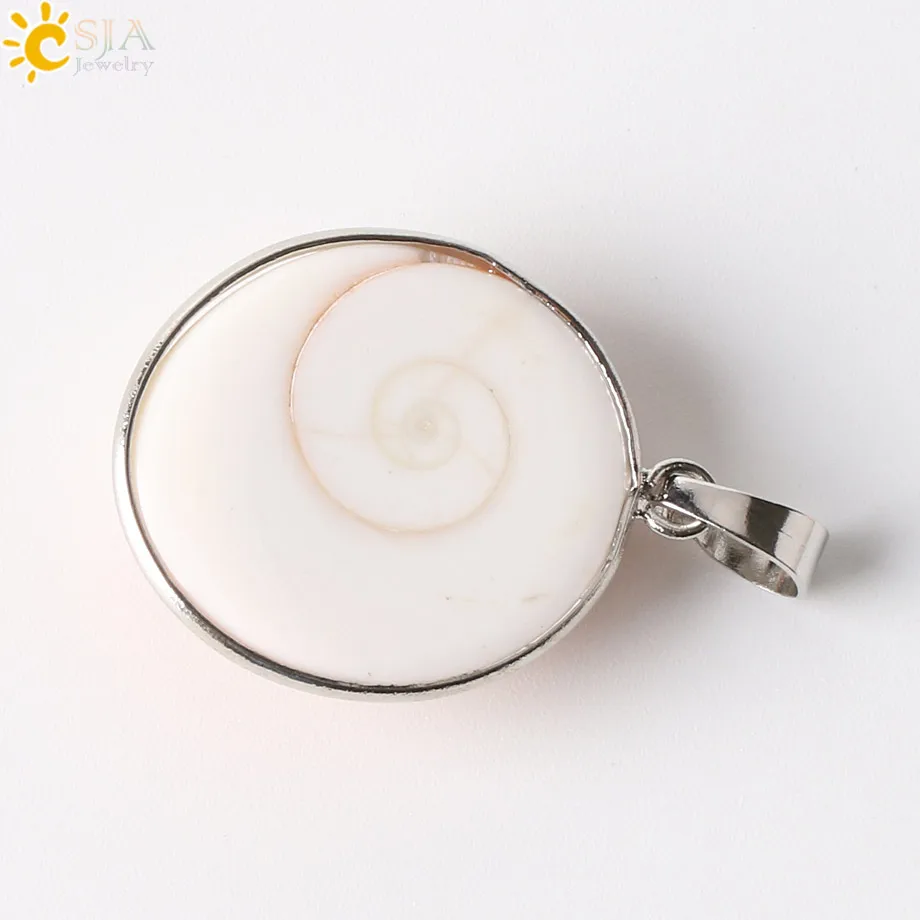 Snail Shape Pendant CSJA натуральный камень в виде раковины форма улитки животное, подвеска, ожерелье круглый камень из бисера кабошон для женщин и мужчин очаровательные модные украшения E263 - Окраска металла: Snail Shape Pendant