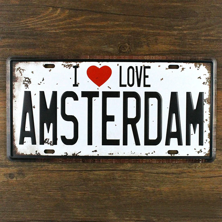 UA XZ C7 бесплатная доставка винтажные жестяные знаки Матала буквы &quotI LOVE AMSTERDAM&quot