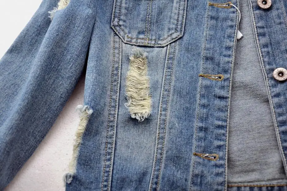 

Fashion Ripped Denim Jacket Women Plus Size 6XL Boyfriend style Jean Coat Streetwear Harajuku casual Outerwear r1387