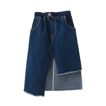girl jeans skirt Джинсы Юбки для маленьких девочек длинная хлопчатобумажная юбка из денима с карманами для девочек, новинка года, летняя, весенне-осенняя одежда хорошего качества для детей - Цвет: girl jeans skirt