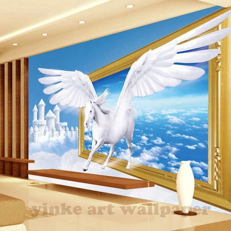 Custom 3D Photo Wallpaper dreamlike cloud pegasus Wall Painting Living Room Bedroom Entrance Background Mural | Обустройство дома