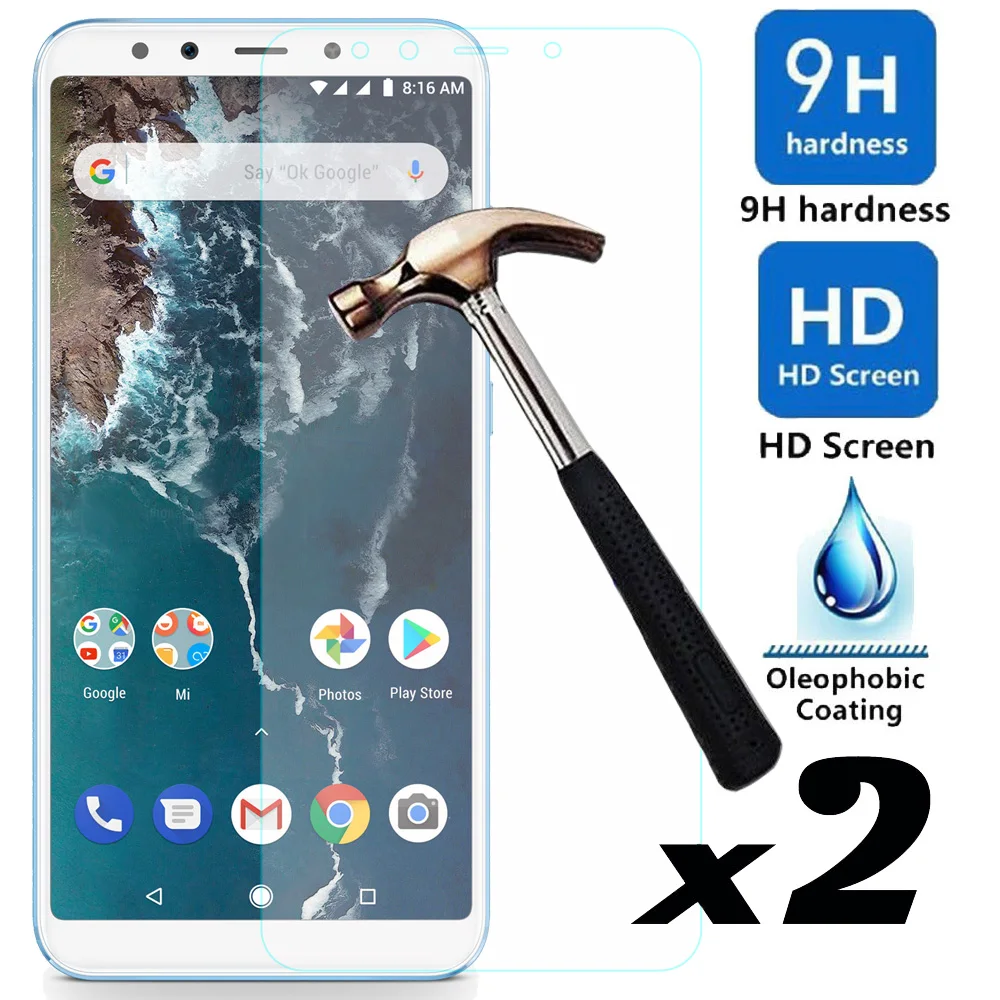 

2 шт./лот, защита для экрана из закаленного стекла для Xiaomi Mi A2 Lite, взрывозащищенные, против царапин, Передняя пленка для Xiaomi A2/A2 Lite