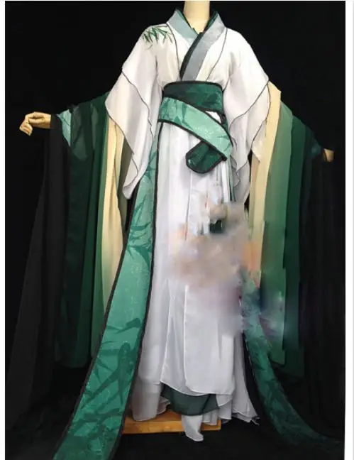 Plant Series Bamboo Personification Male Female Couple Lovers' Costume Hanfu Dark Green Cosplay Hanfu with Cloak Cos Qing Jiujiu