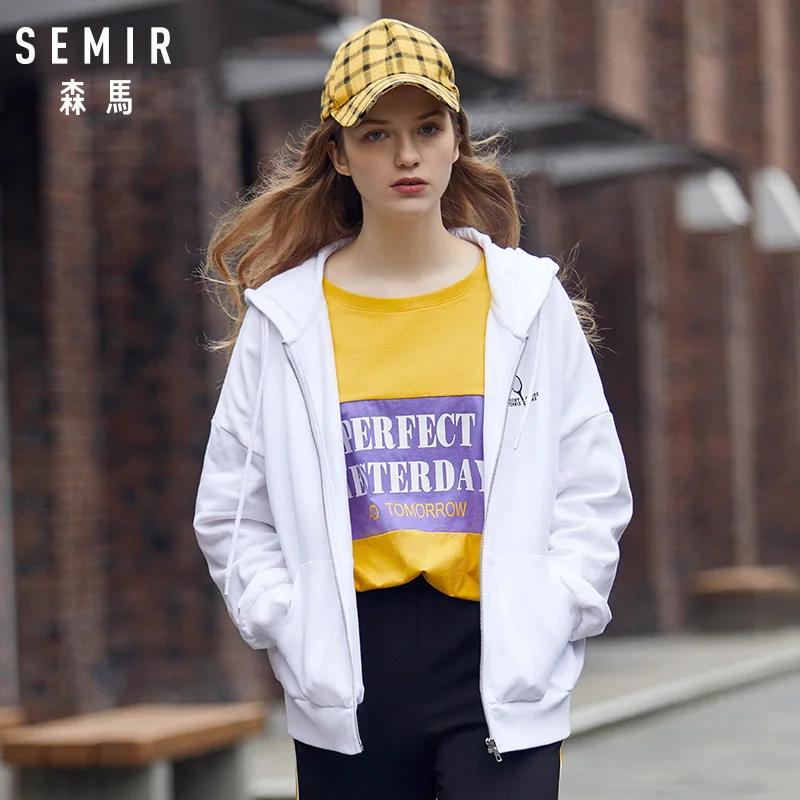 Женская куртка на молнии SEMIR из 100% хлопка с капюшоном и карманами подкладкой