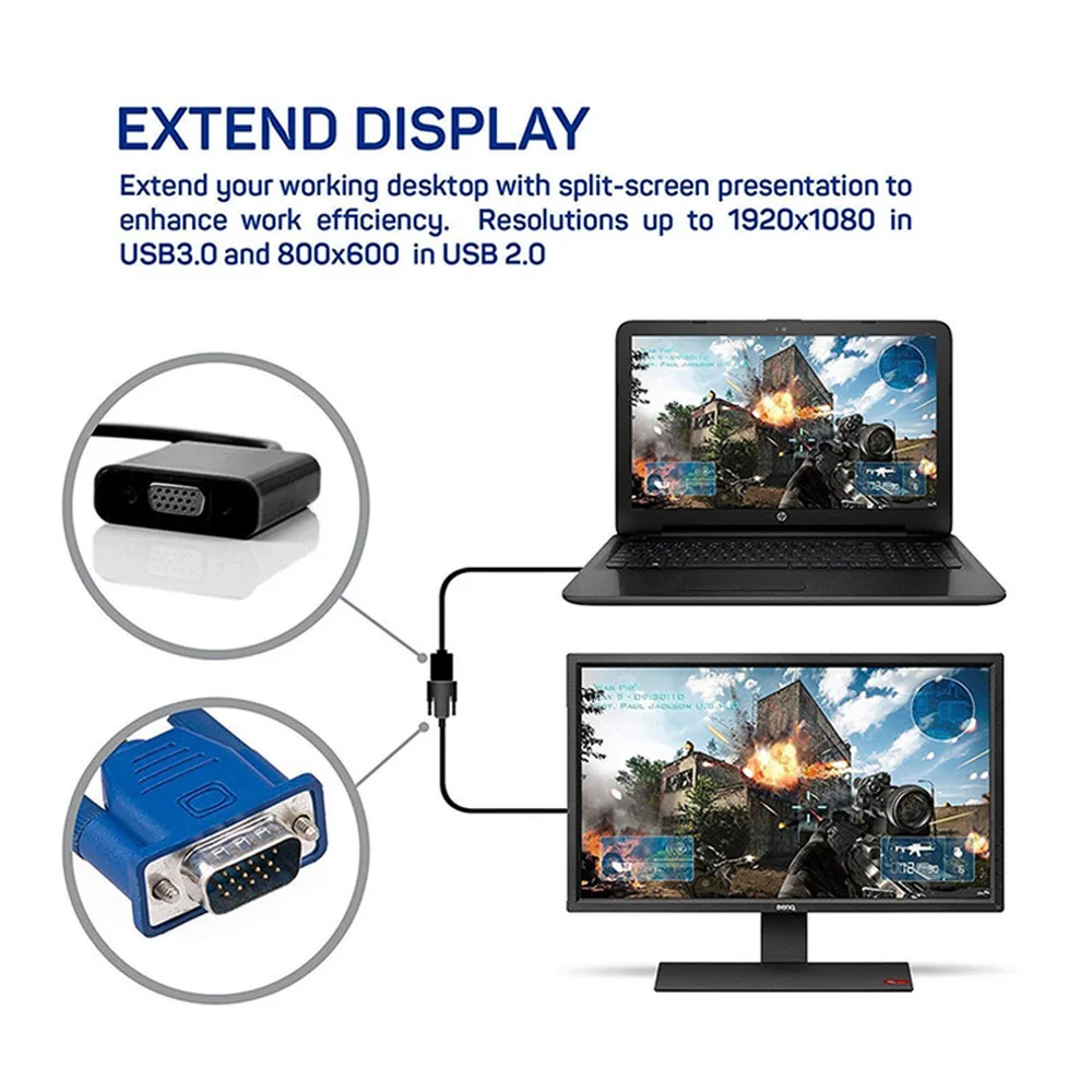 Адаптер с USB 3 0 на VGA внешняя видеокарта мульти дисплей конвертер для настольного