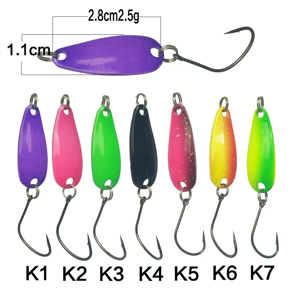Hexakill Spoons Trout Lures 1pcs 2.5g Metal Bait Wobbler Spoon pesca micro metal lures area trout fishing ultralight