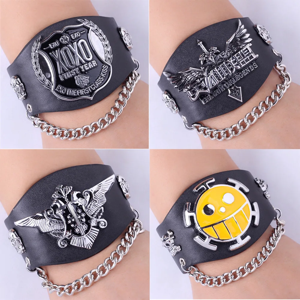 Аниме игра одна штука Наруто атака на Титанов Final fantasy широкая кожаная пряжка рок