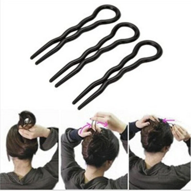 

3Pcs Professional Hair Makeup Round Bun Maker Accessory Black Brown Hair Clips Toe Plastic Bobby Pins Tools