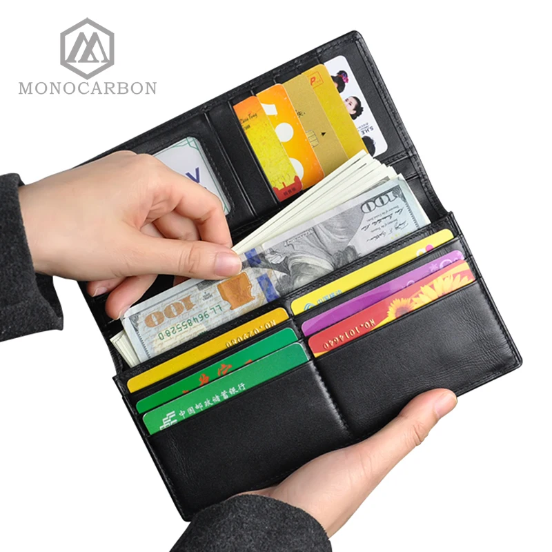 MONOCARBON Мужская и женская сумка из натуральной кожи унисекс длинный дорожный