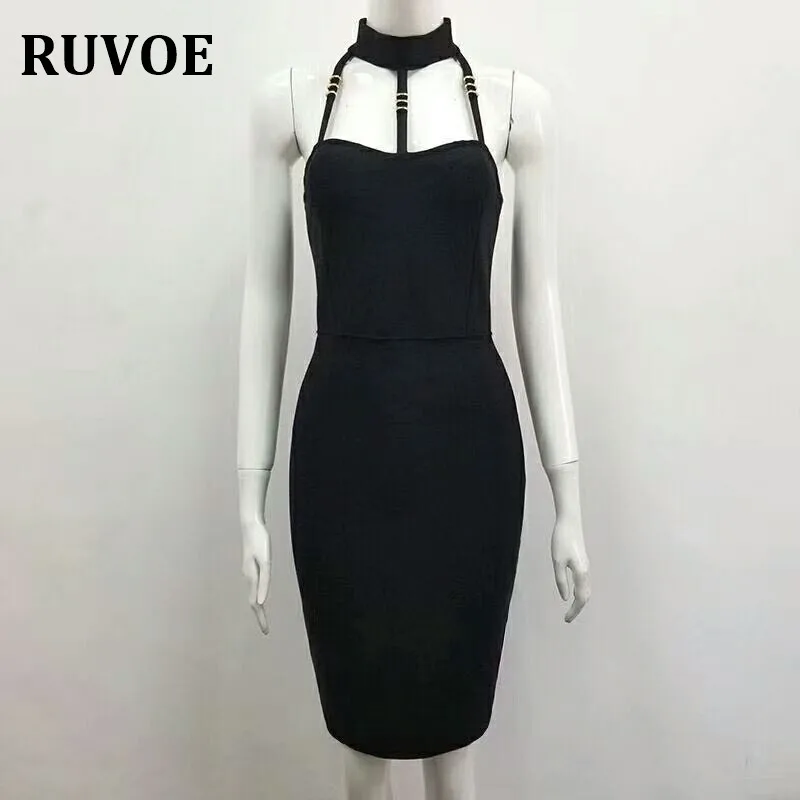 

Newest Celebrity Party Bodycon Bandage Dress Women Black High Neck Sleeveless Sexy Night Out Club Dress Women Vestidos D-015