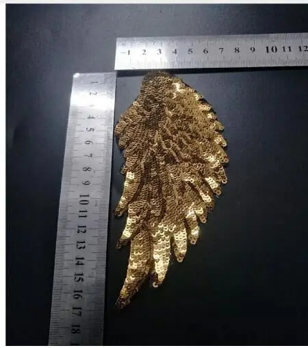 DD 2Pairs Sequin Wings Badge Fabric Iron on Patches Gold/Silver/Red/Black/Blue Embroidery Applique DIY Decoration Sequins Patch | Дом и сад