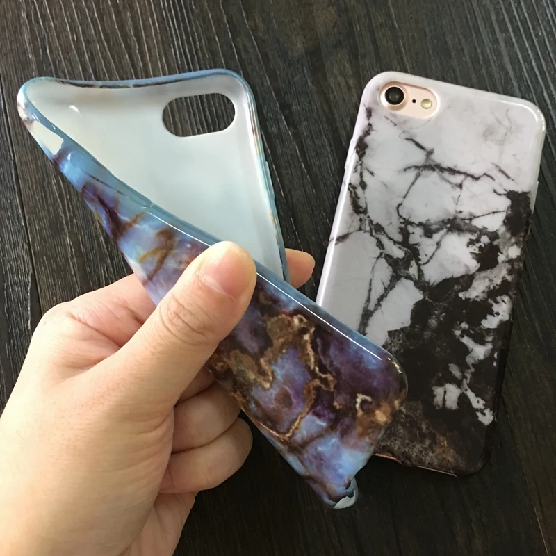 Мягкий ТПУ чехол Kerzzil для iPhone 6 7 8 6S Plus 5 SE глянцевый гранит и мрамор с