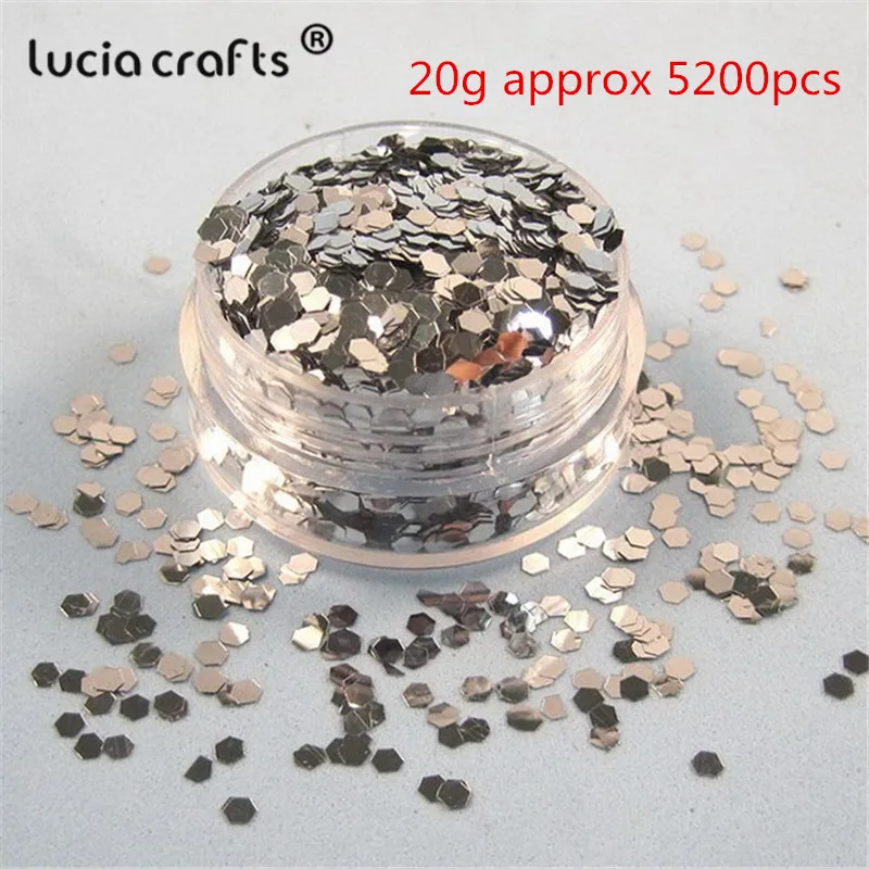 Silver 3mm 20g Lucia crafts Multi option 20 г серебро Hexgon хлопья Радужная чашка блесток для дома свадебные конфетти украшения D0101 - Цвет: Silver 3mm 20g