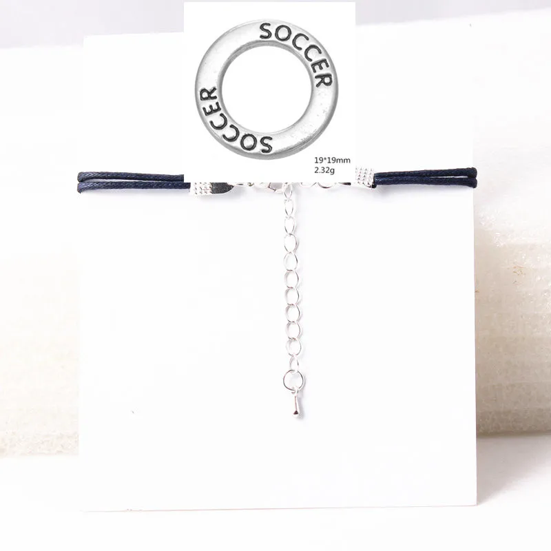Soccer Charm Bracelet Sport Wish Card for Player Adjustable Cord Gift For Lover | Украшения и аксессуары