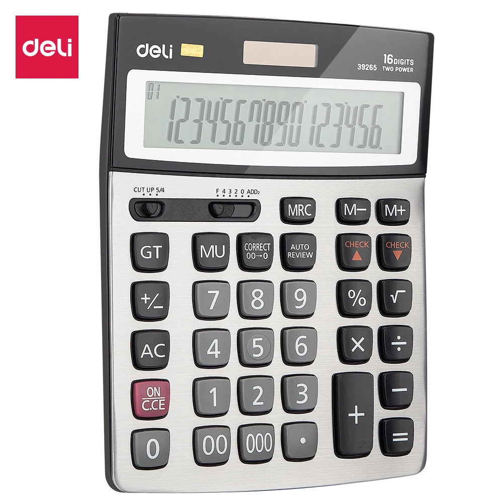 

Deli Calculator E39265- 16 digit Metal universal programmer 120 Steps Check dual power solar office finance desktop calculators