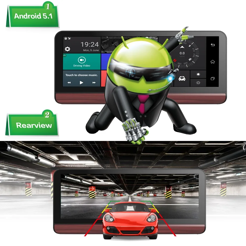 Dealcoo 8' сенсорный экран 4 г dvr автомобиля видео регистраторы камера ADAS 1080 P FHD