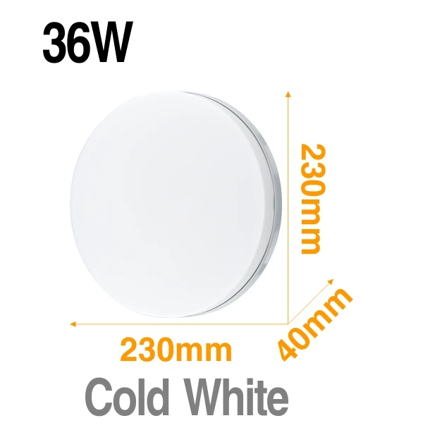 36W Cold White Круглая Панель-лампа светодиодный потолочный светильник 18 Вт 24 Вт 36 Вт 40 Вт 48 Вт переменный ток 220 в 3 цвета светильник ing поверхностный монтаж для дома ежедневный светильник ing - Цвет корпуса: 36W Cold White