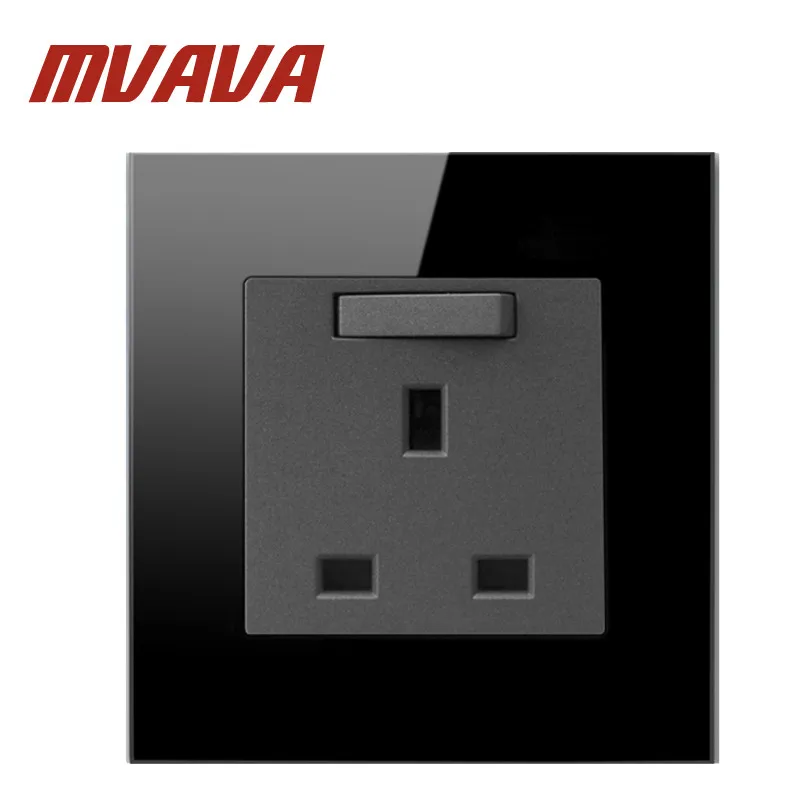 MVAVA 13A Великобритания переключаемая розетка роскошное черное Хрустальное стекло