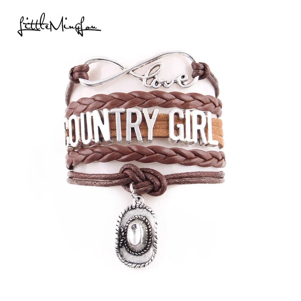 Маленький браслет MingLou с надписью love country girl ковбойская шляпа очаровательные