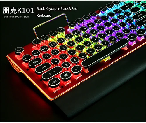 USB Проводная Механическая игровая клавиатура 104 ключ QWERTY классическая круглая клавиатура эргономичная компьютерная клавиатура с RGB светодиодный подсветкой - Цвет: as picture