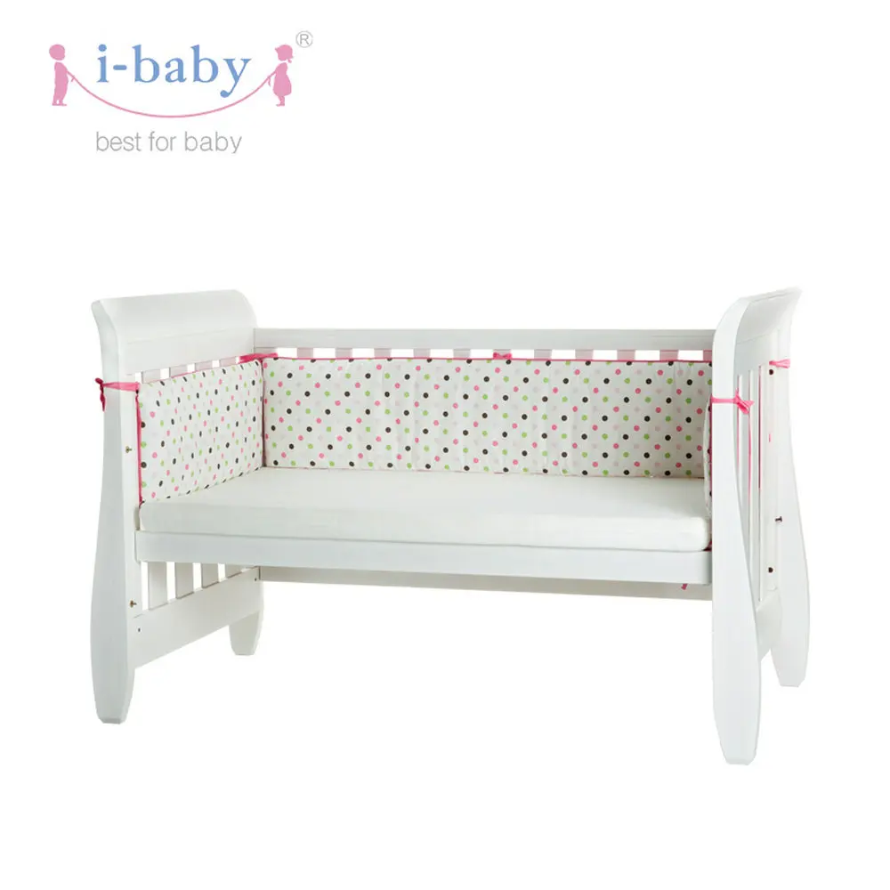 Комплект бамперов для детской кроватки i baby хлопковые бамперы в горошек