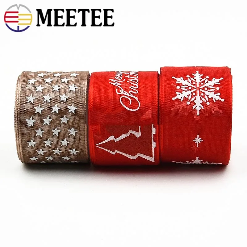 Meetee 1 набор (18 метров) 10/15/25 мм ленточки для волос 9 Стиль упаковка рождественских