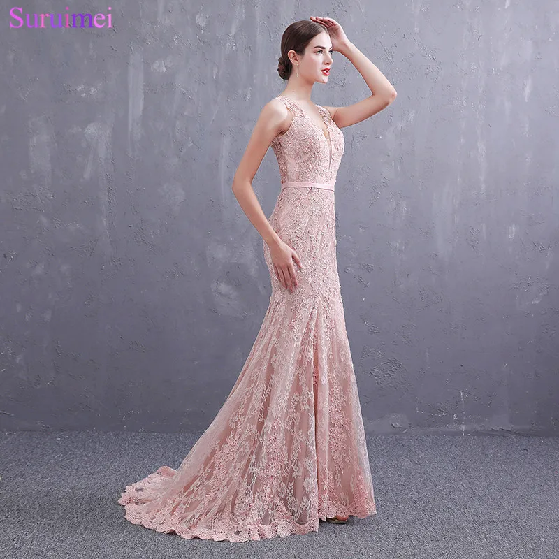 Реальные фотографии пыльные розовые вечерние платья с V образным вырезом