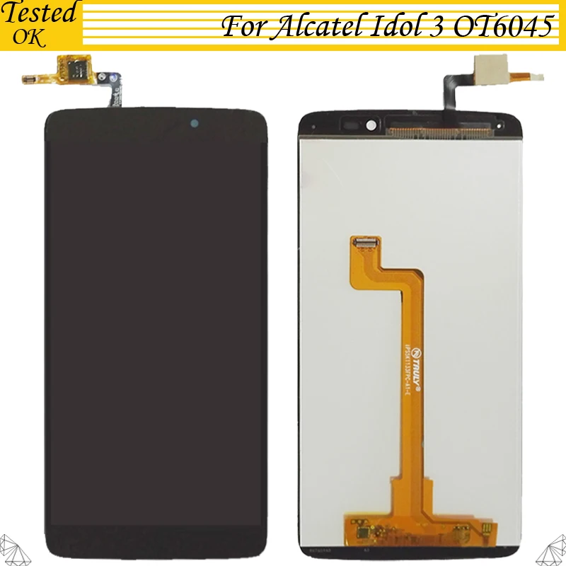 Черный 5 &quotЖК протестированный ОК для Alcatel One Touch Idol 3 6045 OT6045 6045y ЖК экран дигитайзер