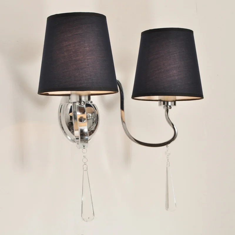 Современный хрустальный тканевый абажур настенный светильник E27 источник света