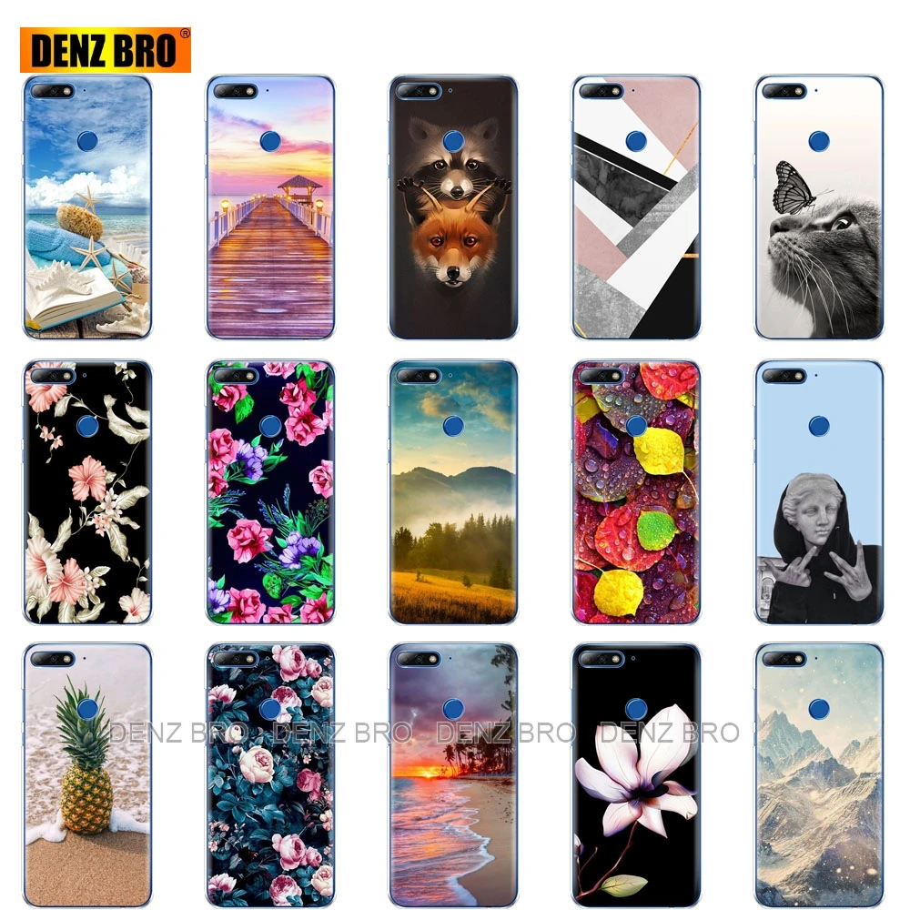 soft Silicone Case For huawei Y7 2018/Y7 Prime 2018 phone cases TPU Phone Back cover full 360 Protective | Мобильные телефоны и