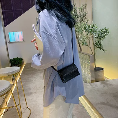 Small Black Stone Crossbody Bags Women's Small PU Leather Purses and Handbags New Ladies Shoulder Female Messenger Bag Flap Fashion - Цвет: Small Black