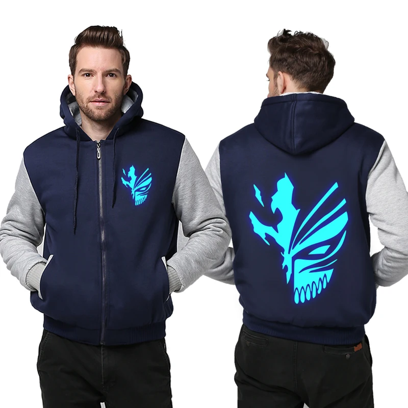 

Anime Coat Bleach Kurosaki ichigo Sweatshirts Hoodie Luminous Unisex Thicken Jacket Top Clothing MEN WOMEN