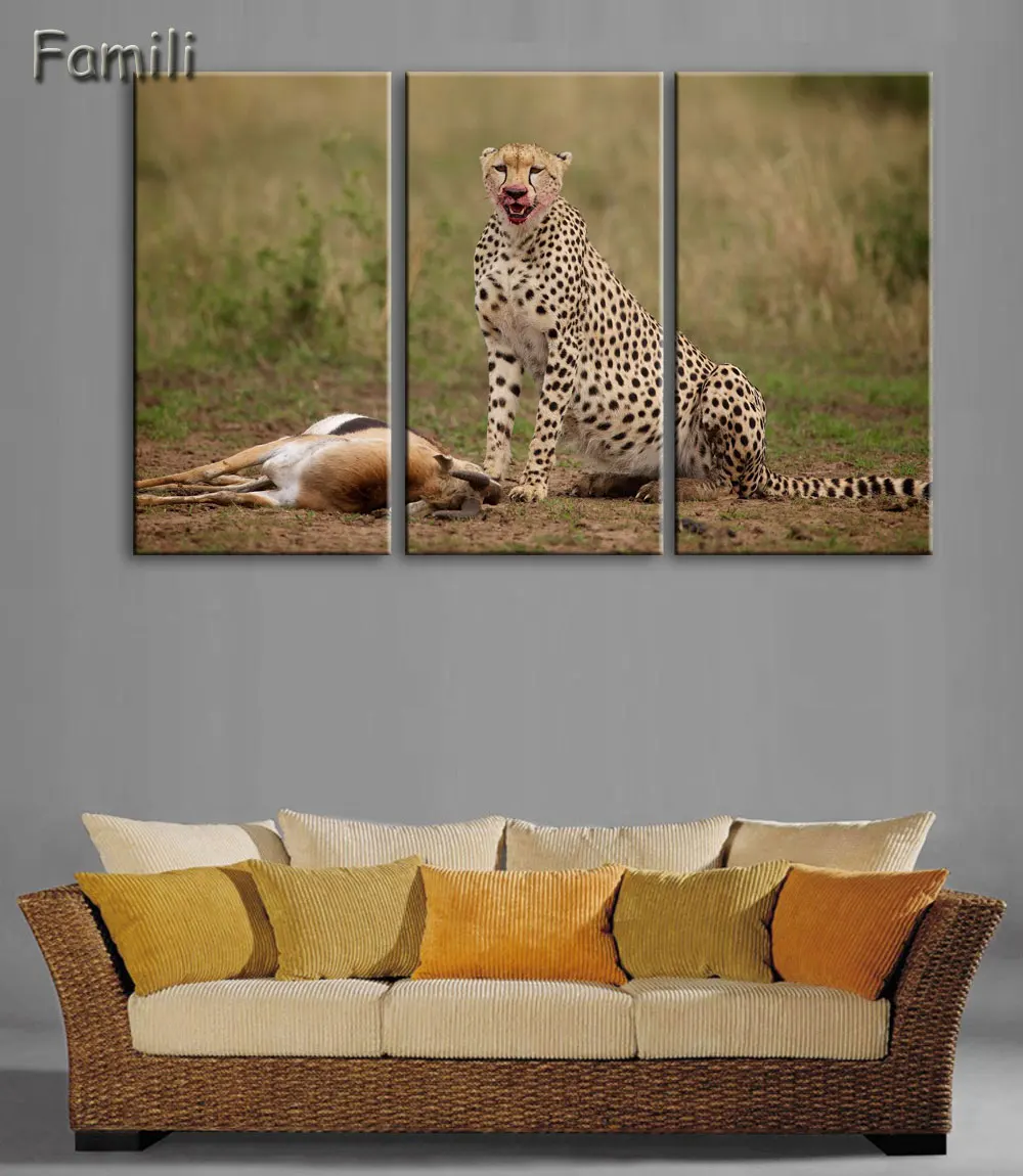 Картина маслом в африканском стиле Гепард 3 шт./компл.|canvas wall art|wall artpainting picture |