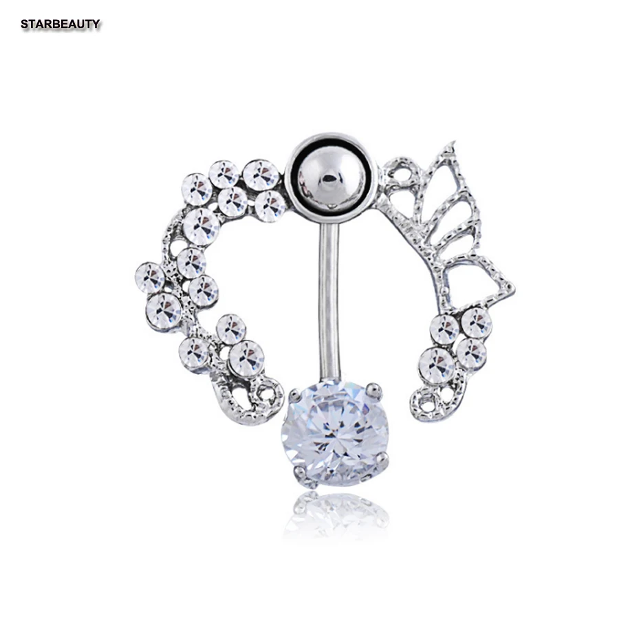 Кольцо для пирсинга пупка с фианитом 1 шт.|body jewelry|belly button ringsnavel piercing |