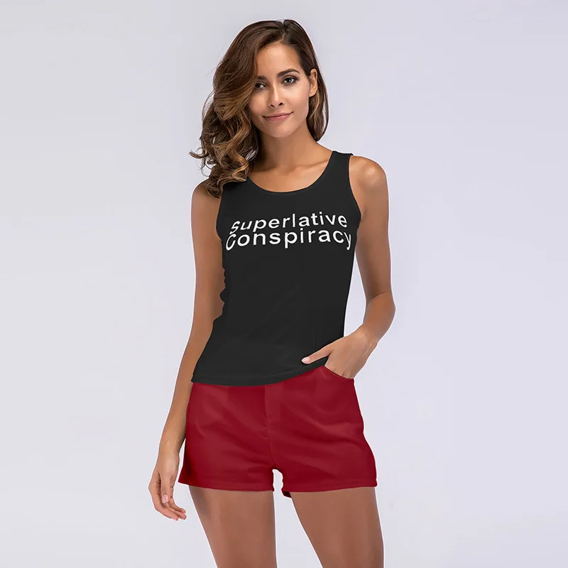 LALYSSE Топ без рукавов с круглым вырезом + шорты жилет комплект из трех предметов