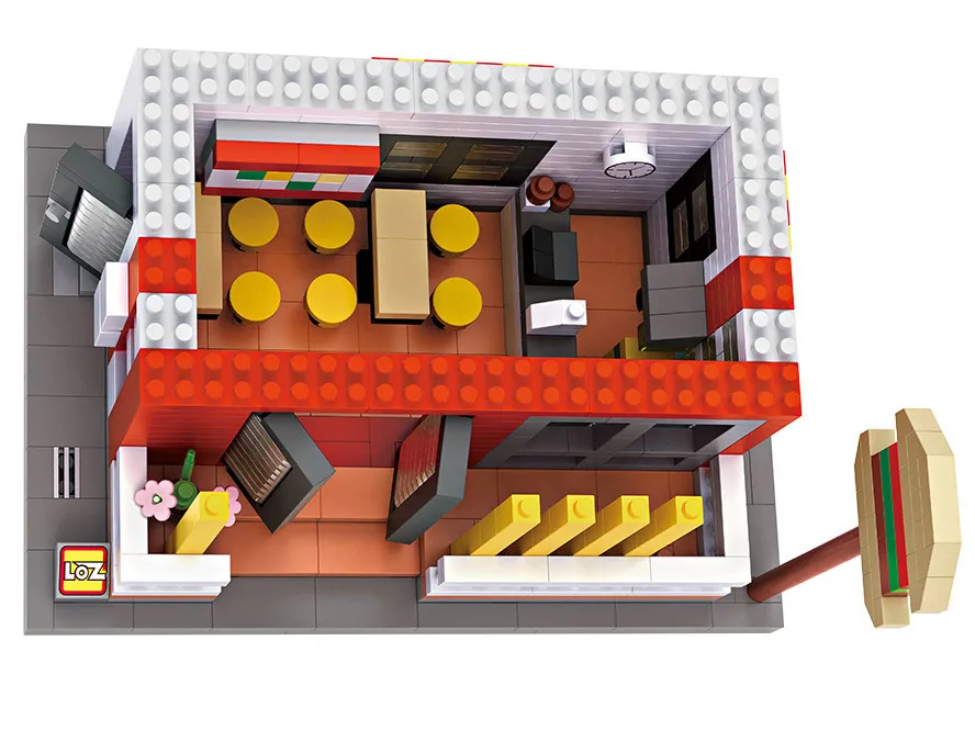 LOZ Diamant Blocs Architecture Mini Street View ресторанные блоки de Construction Magasin Boutique Modele DIY Nano Mirco Brique |